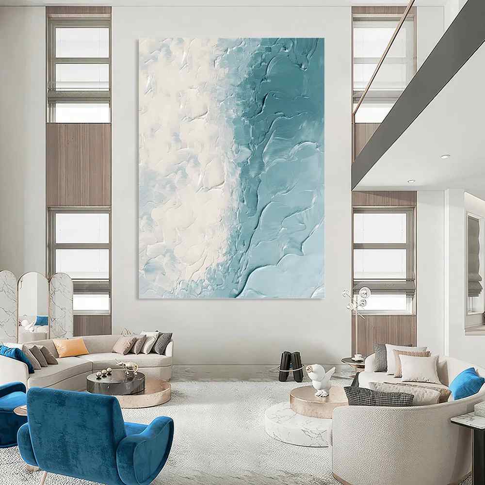 Waves_Blue_White_Coastal_Textured_Wall_Art_Y7DE0 wall art